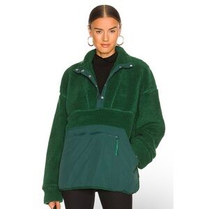 LPA Faux Fur Jacket Front Pullover in Dark Green Size Small